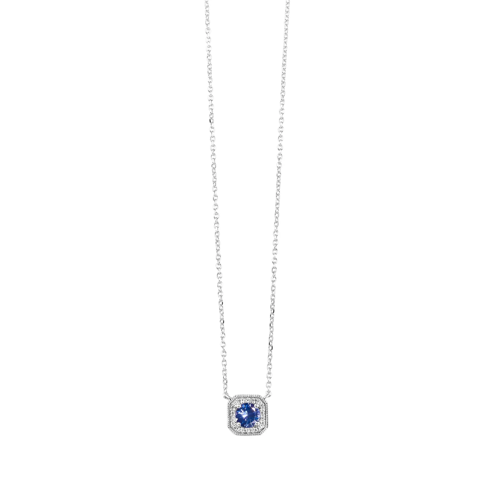 10Kt White Gold Diamond 1/15Ctw & Syn Alexandrite 1/3Ctw Pendant