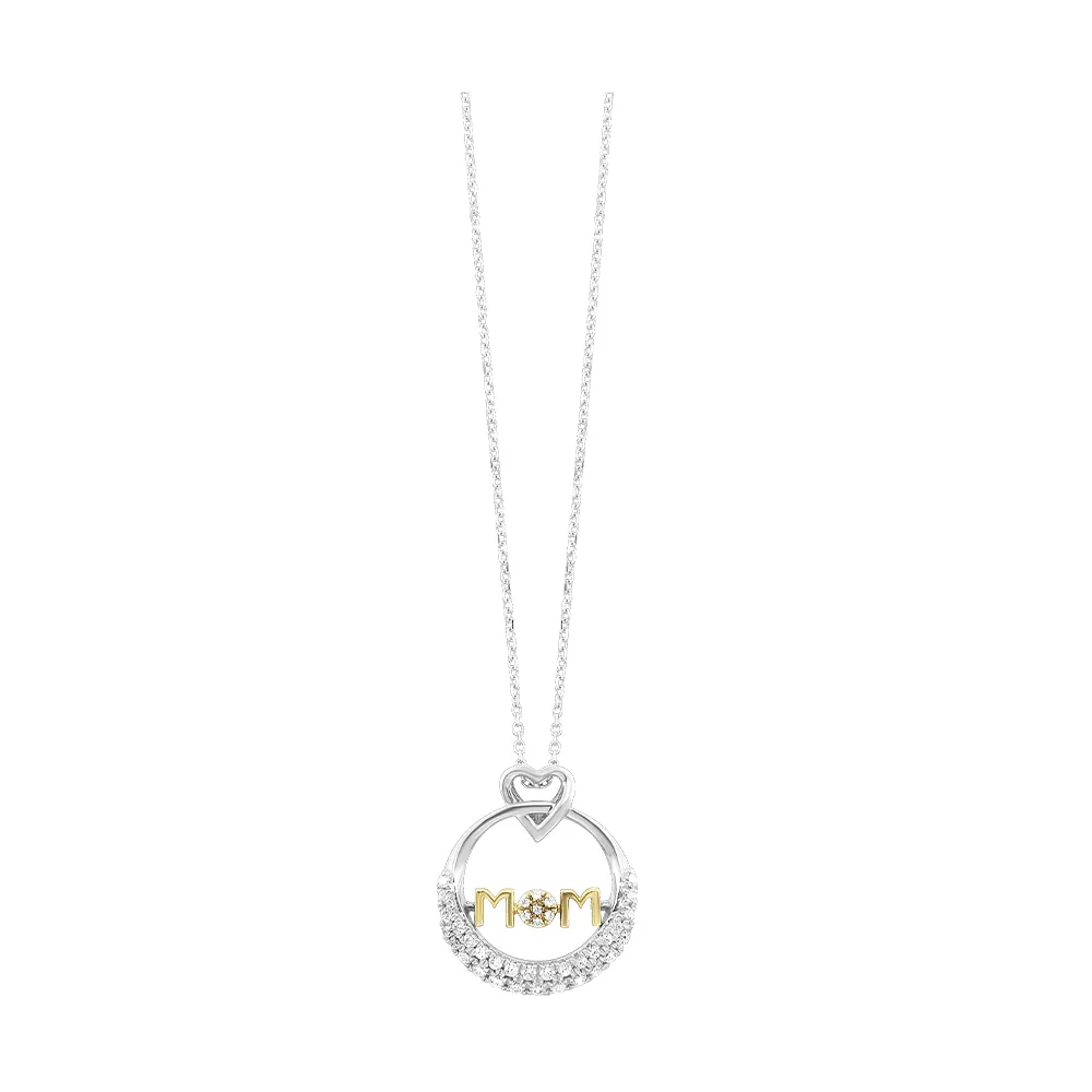 Gold Silver White Yellow Diamond 1/5Ctw Pendant