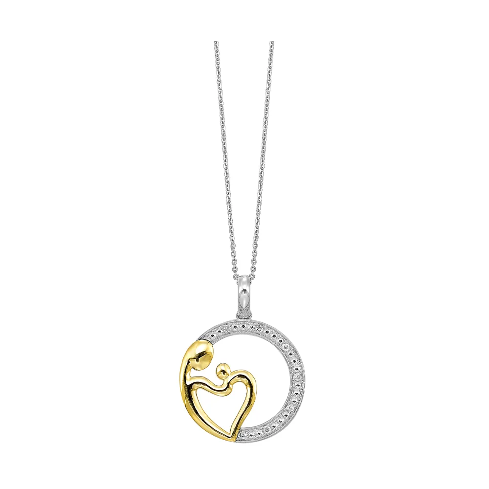 Gold Silver White Yellow Diamond 1/20Ctw Pendant