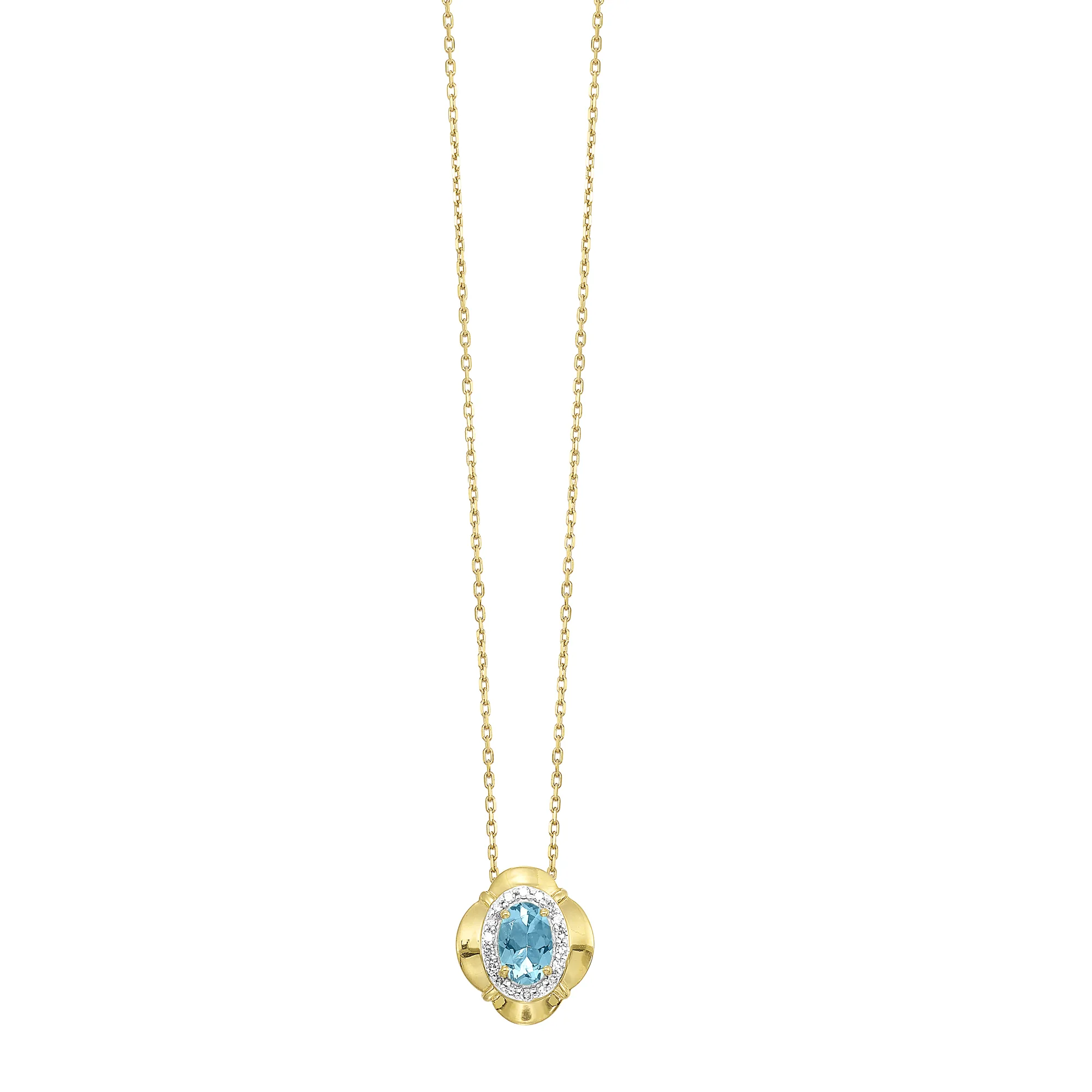 10Kt Yellow Gold Diamond 1/15Ctw & Blue Topaz 1/2Ctw Pendant
