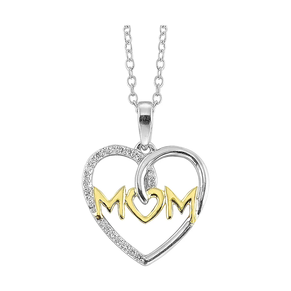 Gold Silver White Yellow Diamond 1/20Ctw Pendant