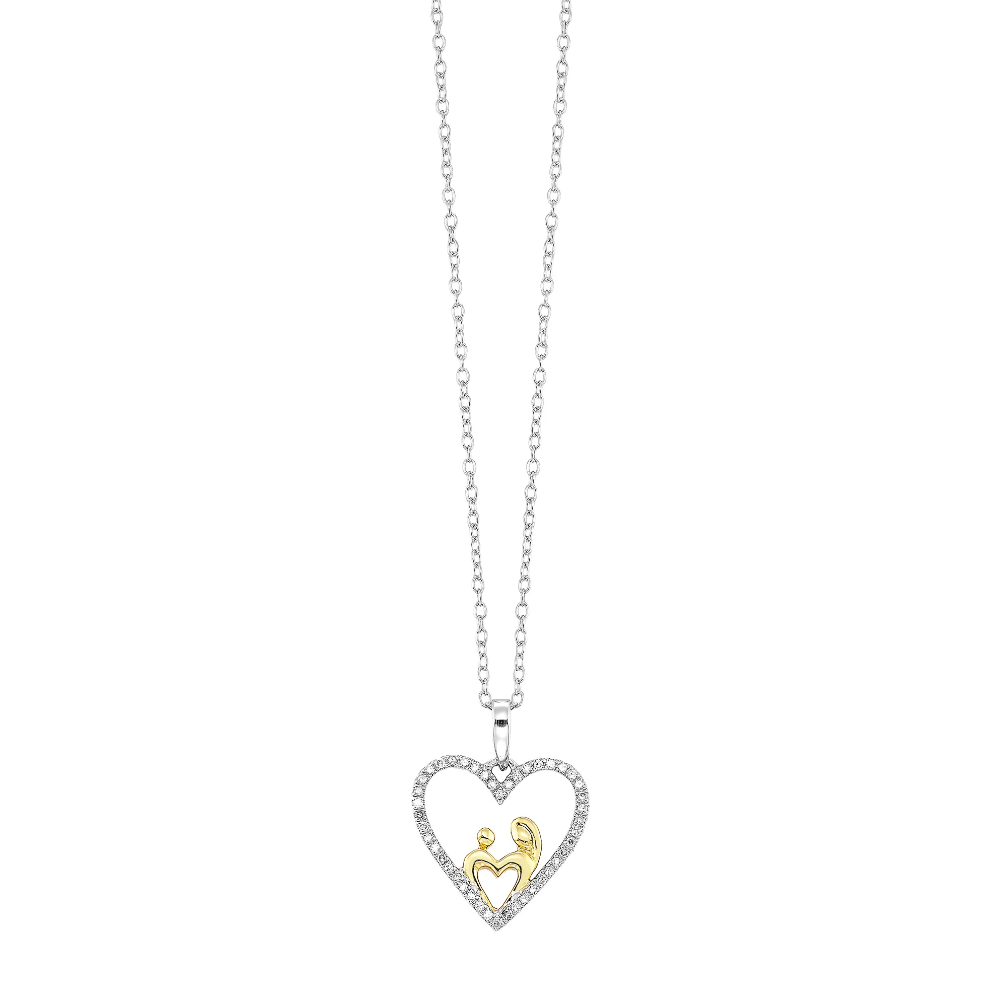 Gold Silver White Yellow Diamond 1/8Ctw Pendant