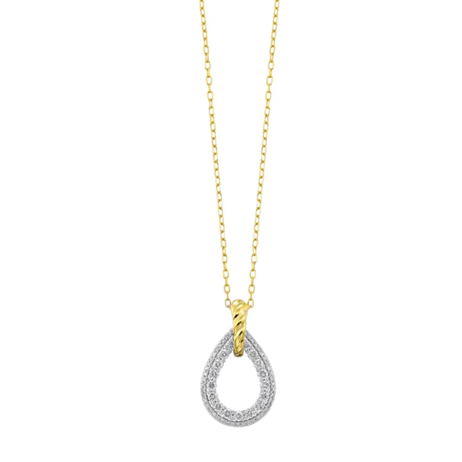 14Kt White Yellow Gold Diamond 1/2Ctw Pendant