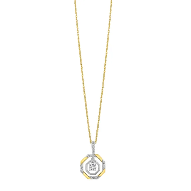 10Kt White Yellow Gold Diamond 1/4Ctw Pendant