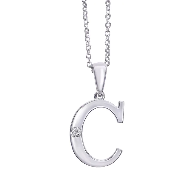 Silver White Diamond 1/50Ctw Pendant