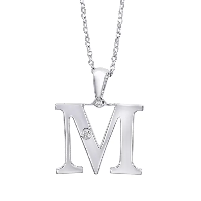 Silver White Diamond 1/50Ctw Pendant