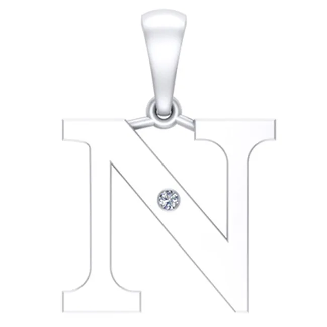 Silver White Diamond 1/50Ctw Pendant