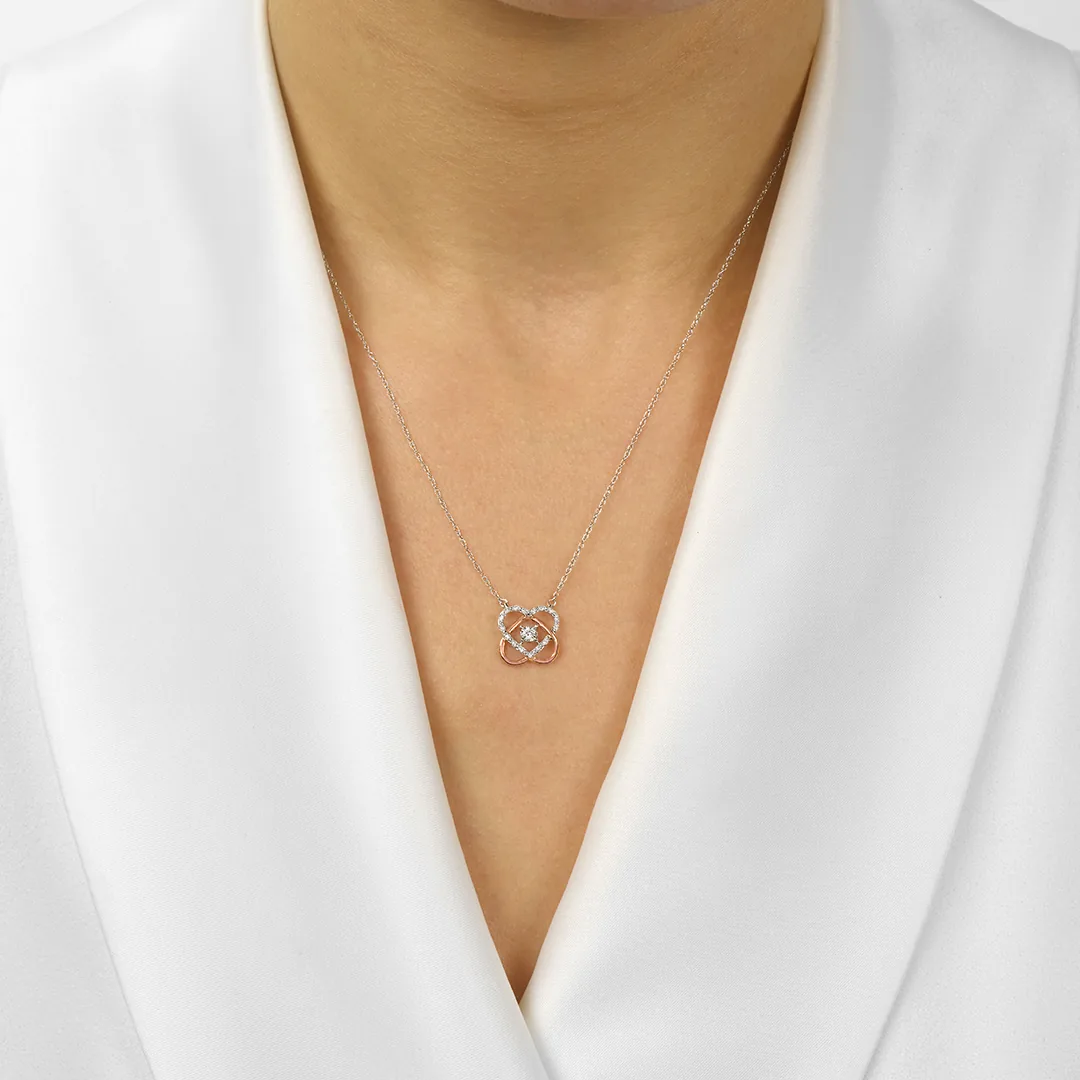 10Kt White Rose Gold Diamond 1/12Ctw Pendant view 2