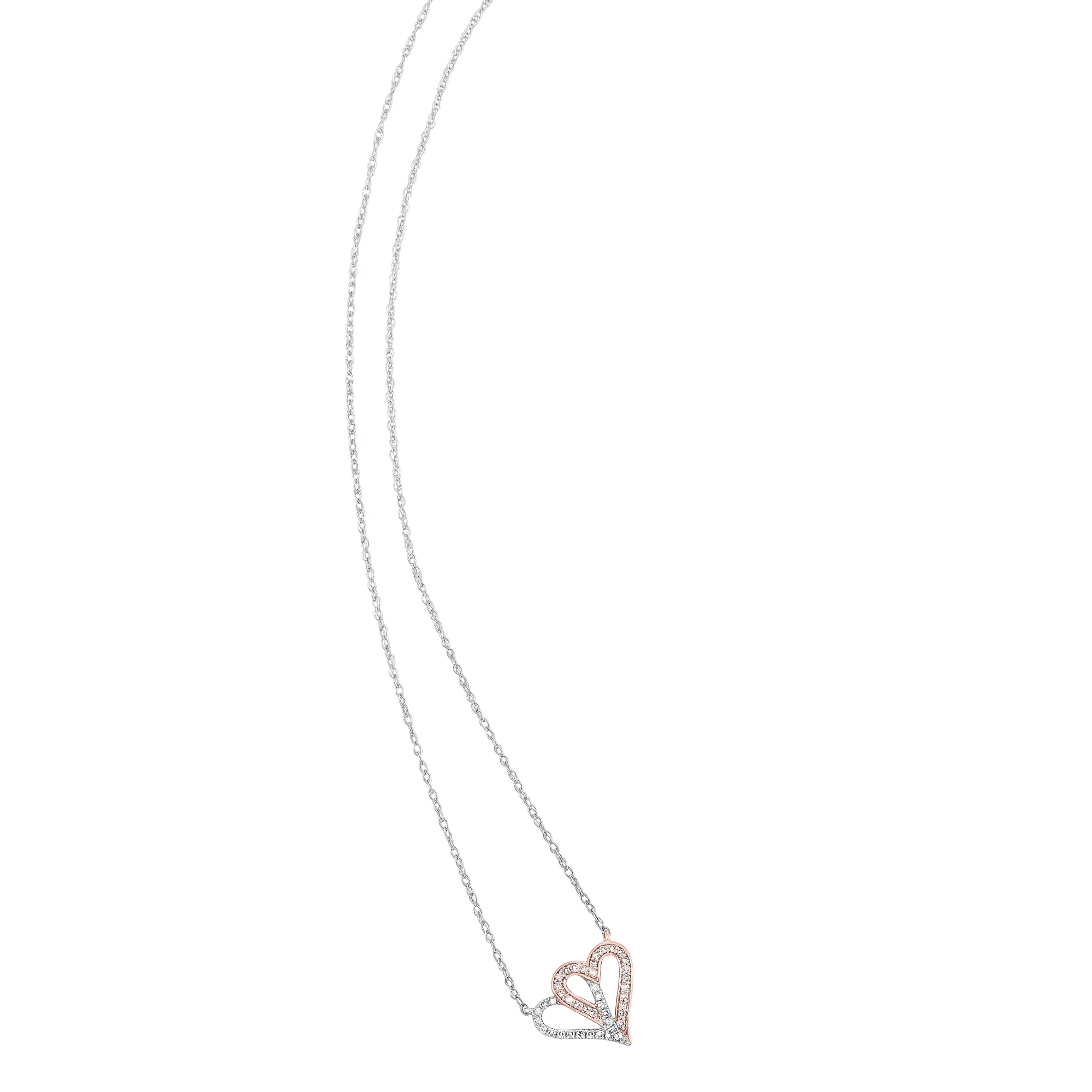 10Kt White Rose Gold Diamond 1/10Ctw Pendant view 2