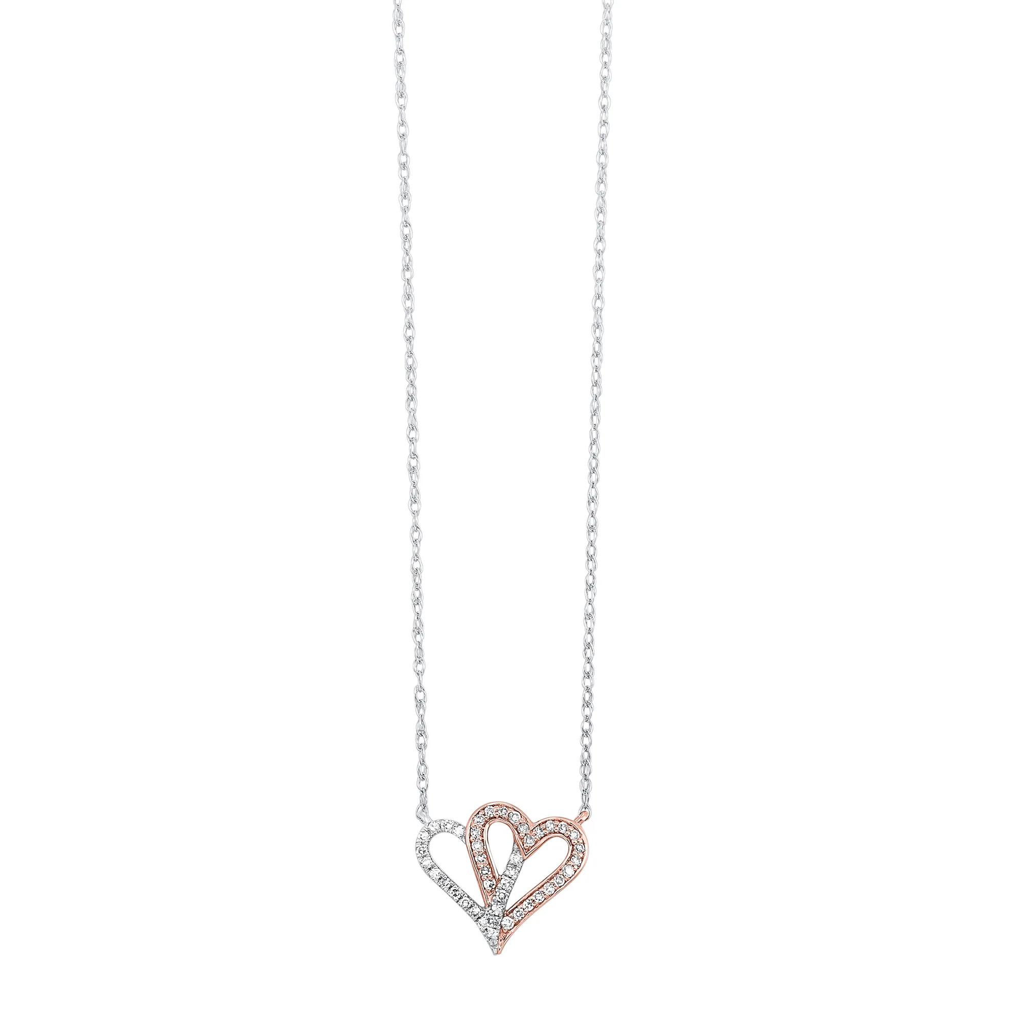 10Kt White Rose Gold Diamond 1/10Ctw Pendant