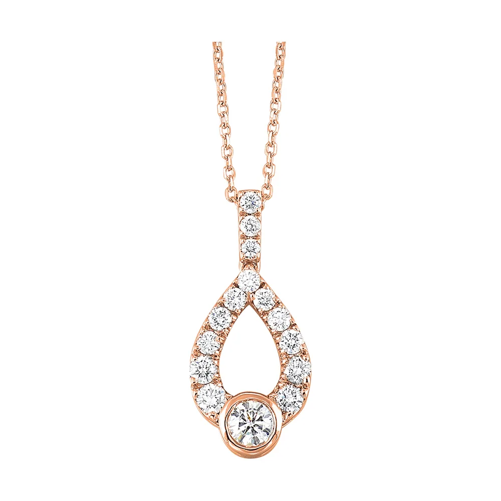 14Kt Rose Gold Diamond 1/4Ctw Pendant