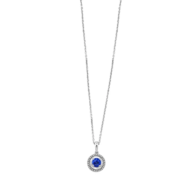 10Kt White Gold Diamond 1/25Ctw & Blue Topaz 1/3Ctw Pendant