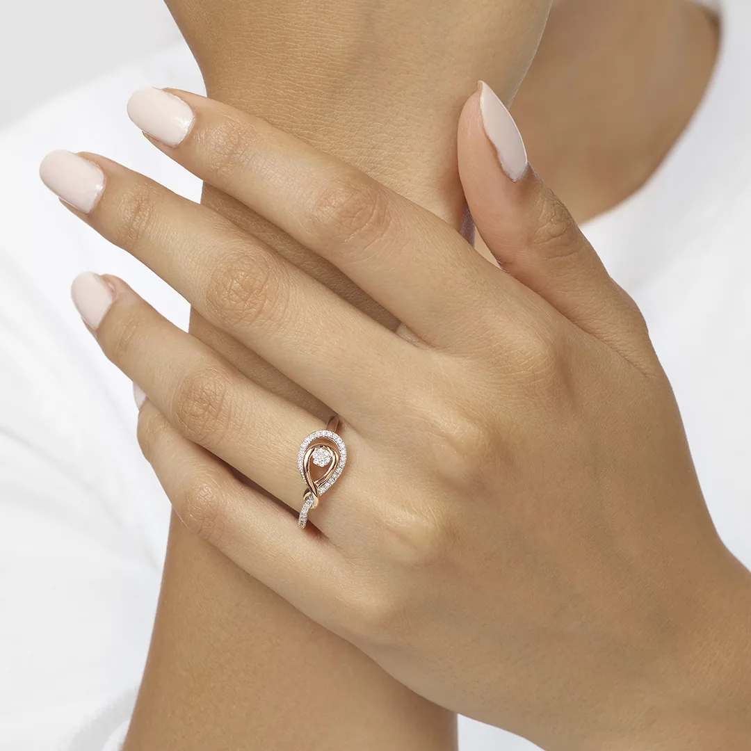 Gold Silver White Rose Diamond 1/6Ctw Ring view 3