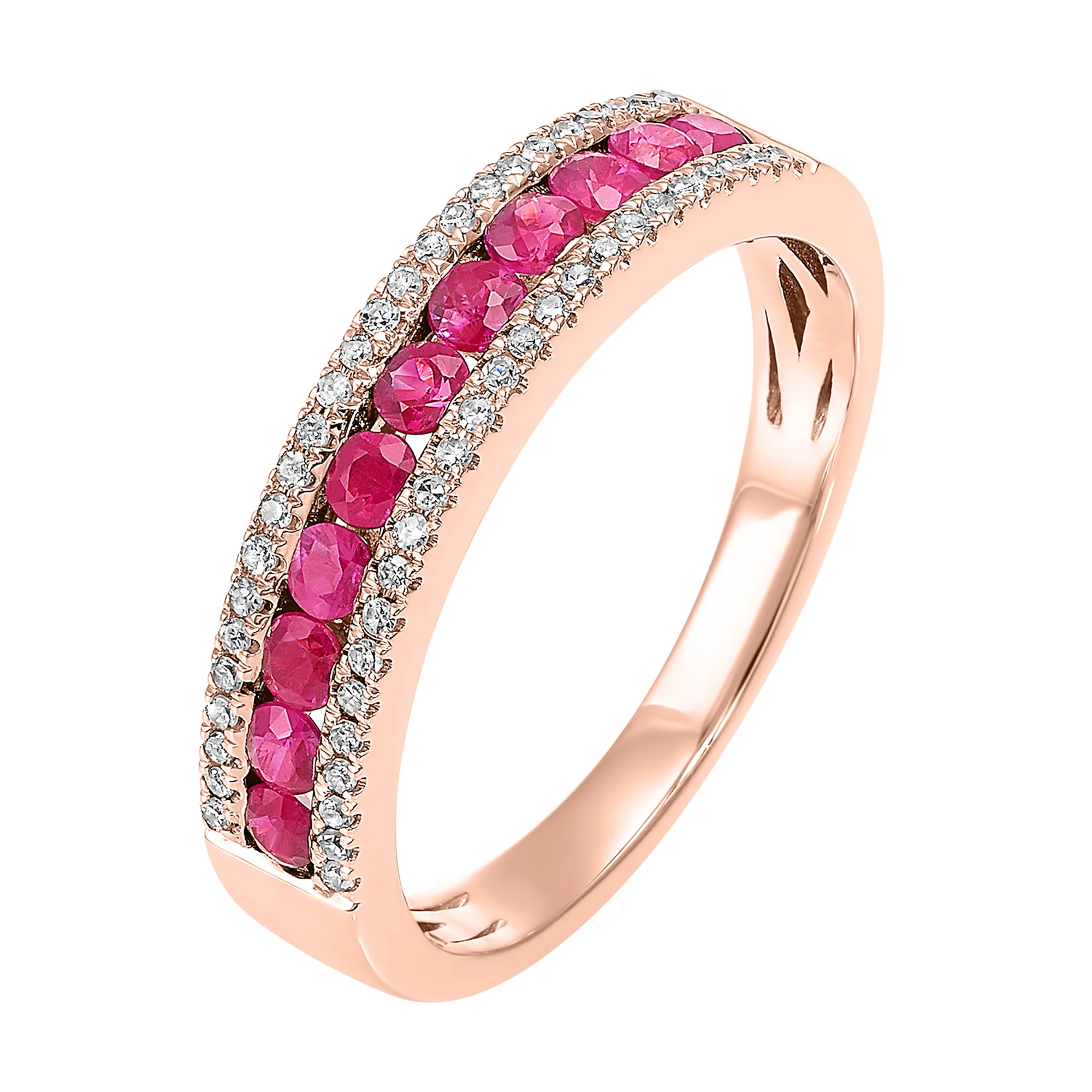 14Kt Rose Gold Diamond 1/8Ctw & Ruby 1/2Ctw Ring view 2