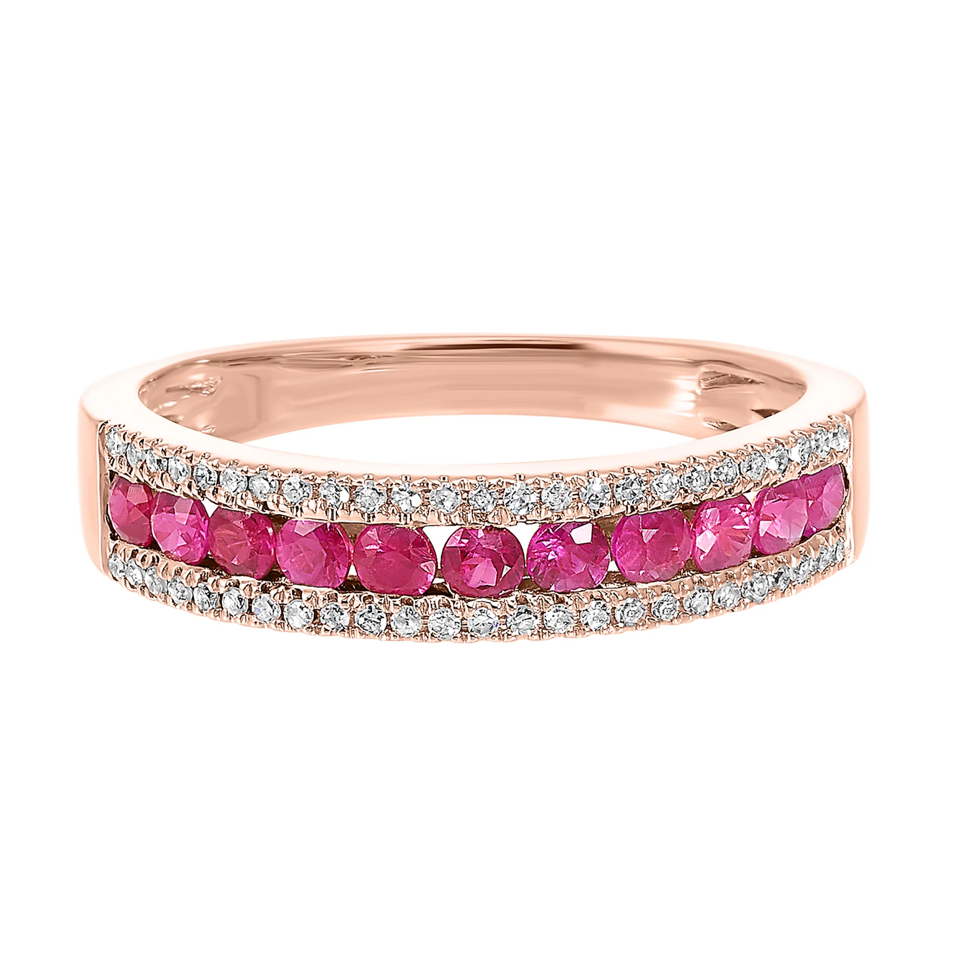 14Kt Rose Gold Diamond 1/8Ctw & Ruby 1/2Ctw Ring