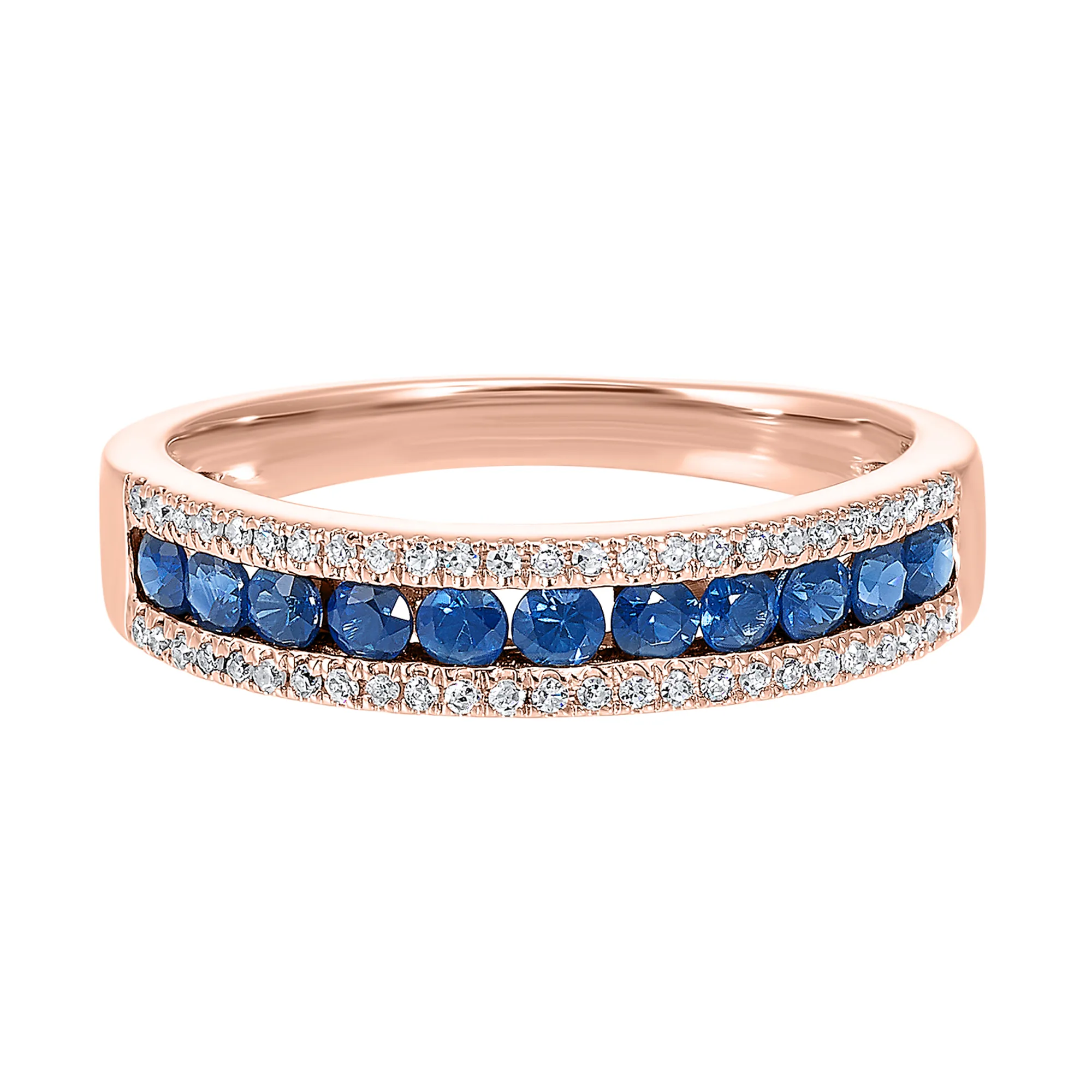 14Kt Rose Gold Diamond 1/8Ctw & Sapphire 1/2Ctw Ring