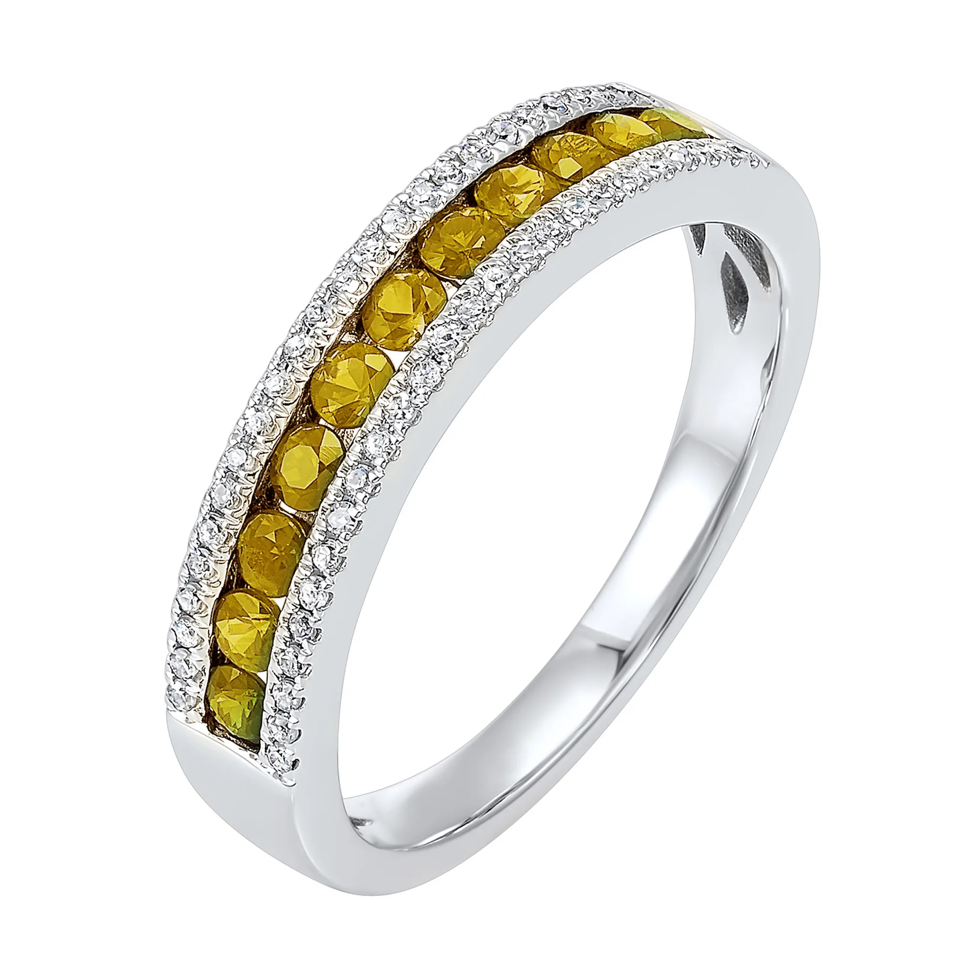 14Kt White Gold Diamond 1/8Ctw & Citrine 1/2Ctw Ring view 2