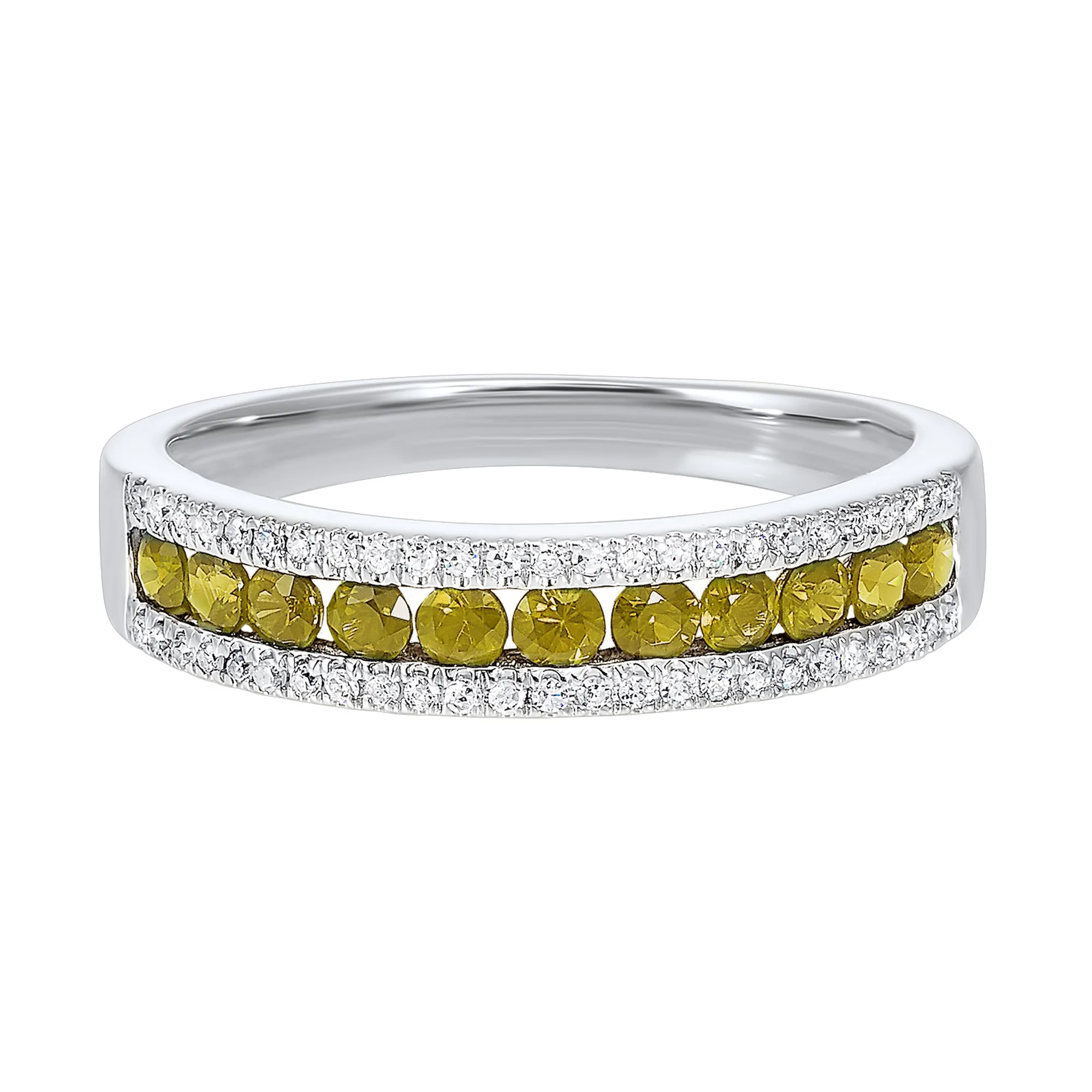 14Kt White Gold Diamond 1/8Ctw & Citrine 1/2Ctw Ring