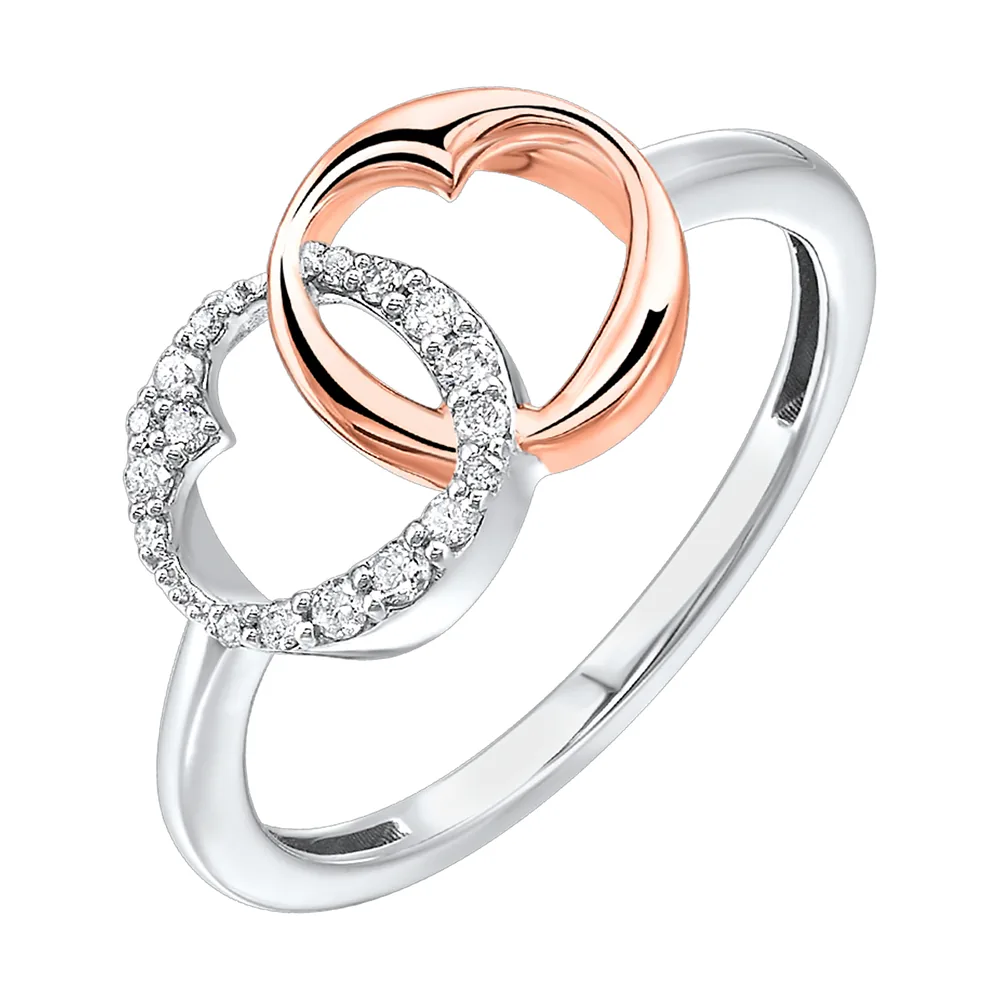 Gold Silver White Rose Diamond 1/10Ctw Ring view 2