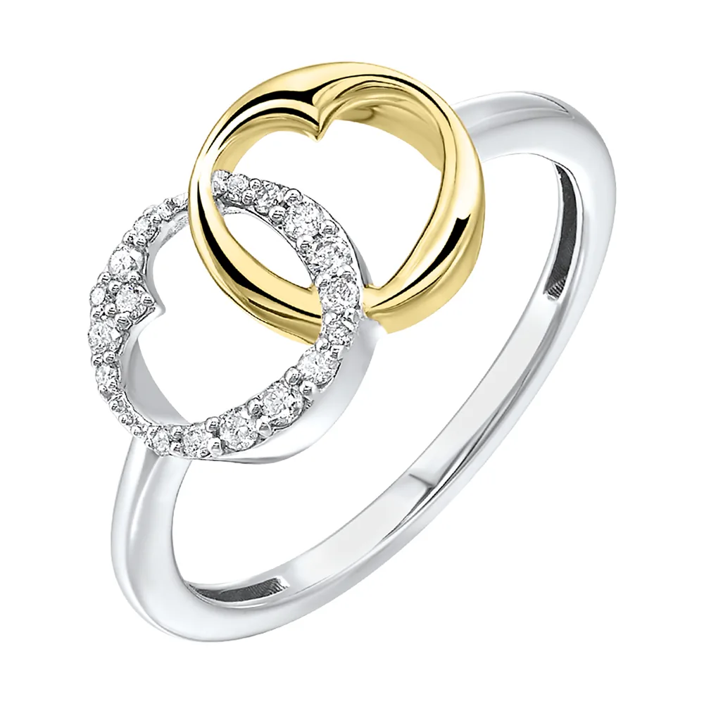 Gold Silver White Yellow Diamond 1/10Ctw Ring view 2