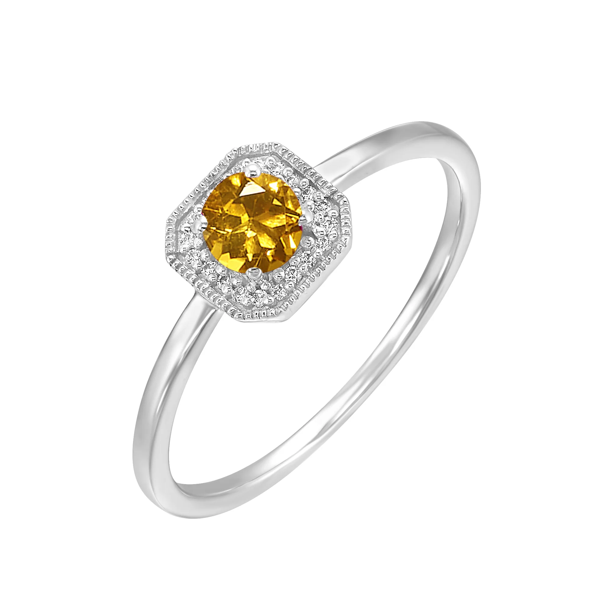 10Kt White Gold Diamond 1/12Ctw & Citrine 1/2Ctw Ring view 2