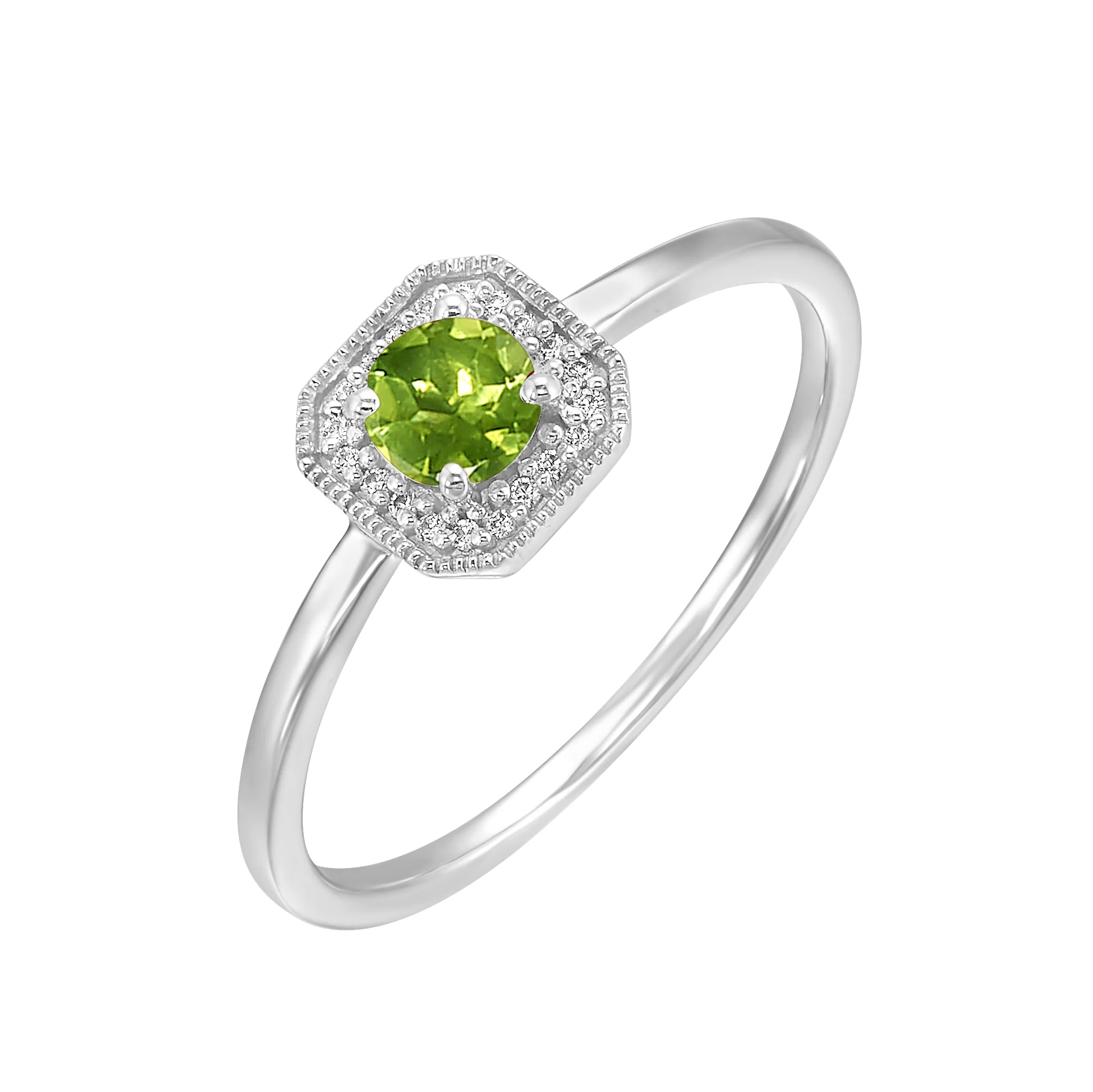 10Kt White Gold Diamond 1/12Ctw & Peridot 1/2Ctw Ring view 2