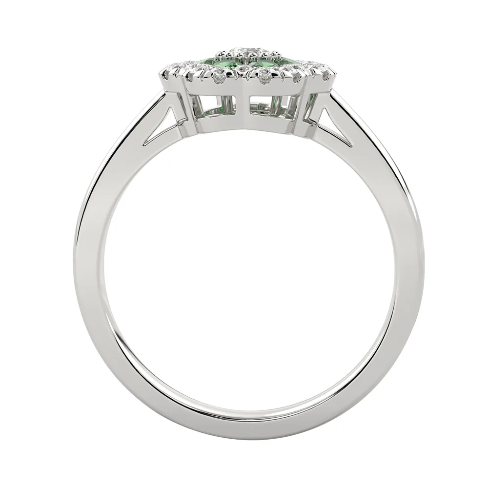 10Kt White Gold Diamond 1/4Ctw & Emerald 1/4Ctw Ring view 3