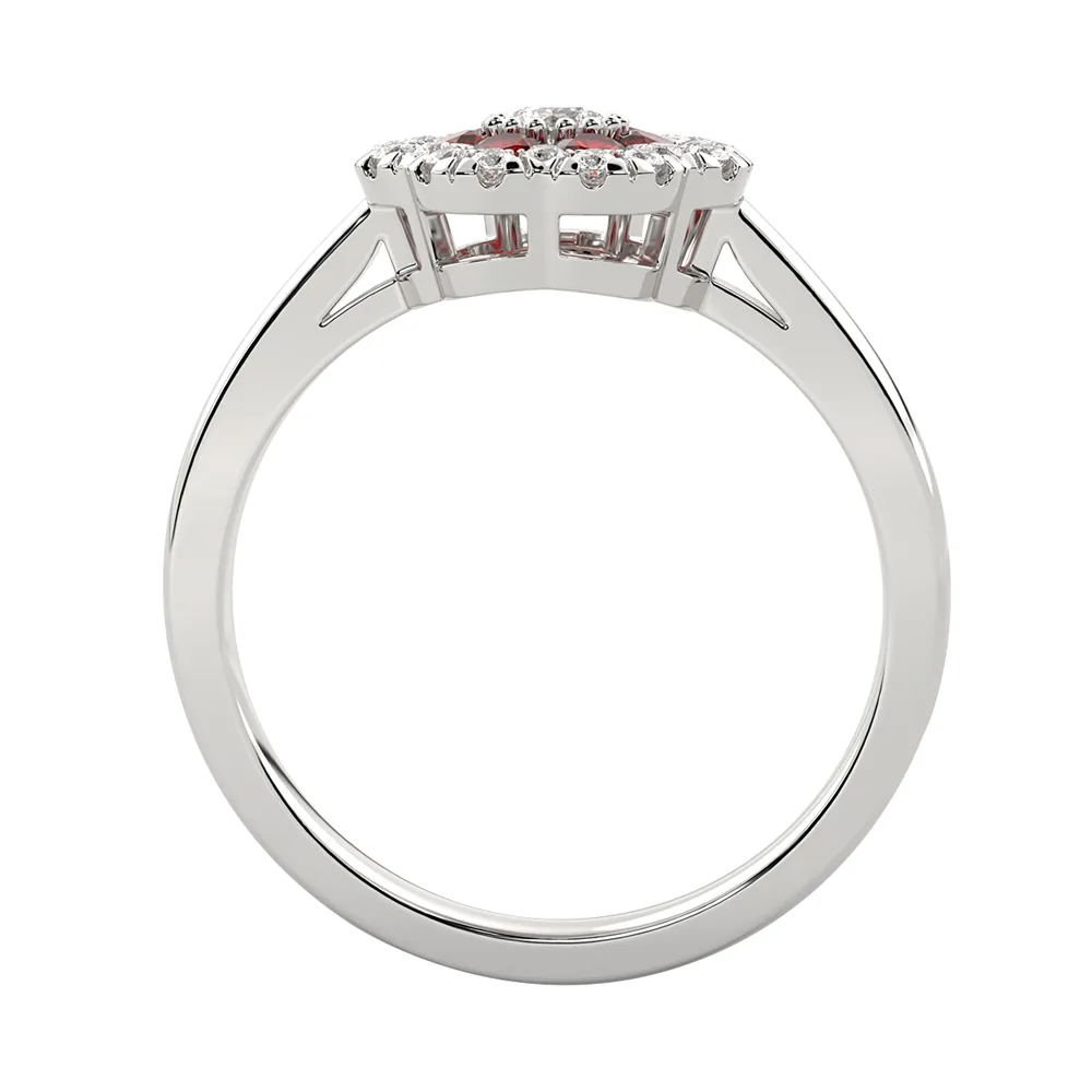 10Kt White Gold Diamond 1/4Ctw & Ruby 1/4Ctw Ring view 3
