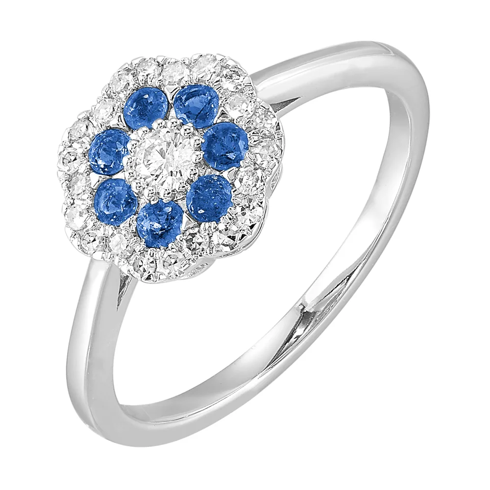 10Kt White Gold Diamond 1/4Ctw & Sapphire 1/4Ctw Ring view 2