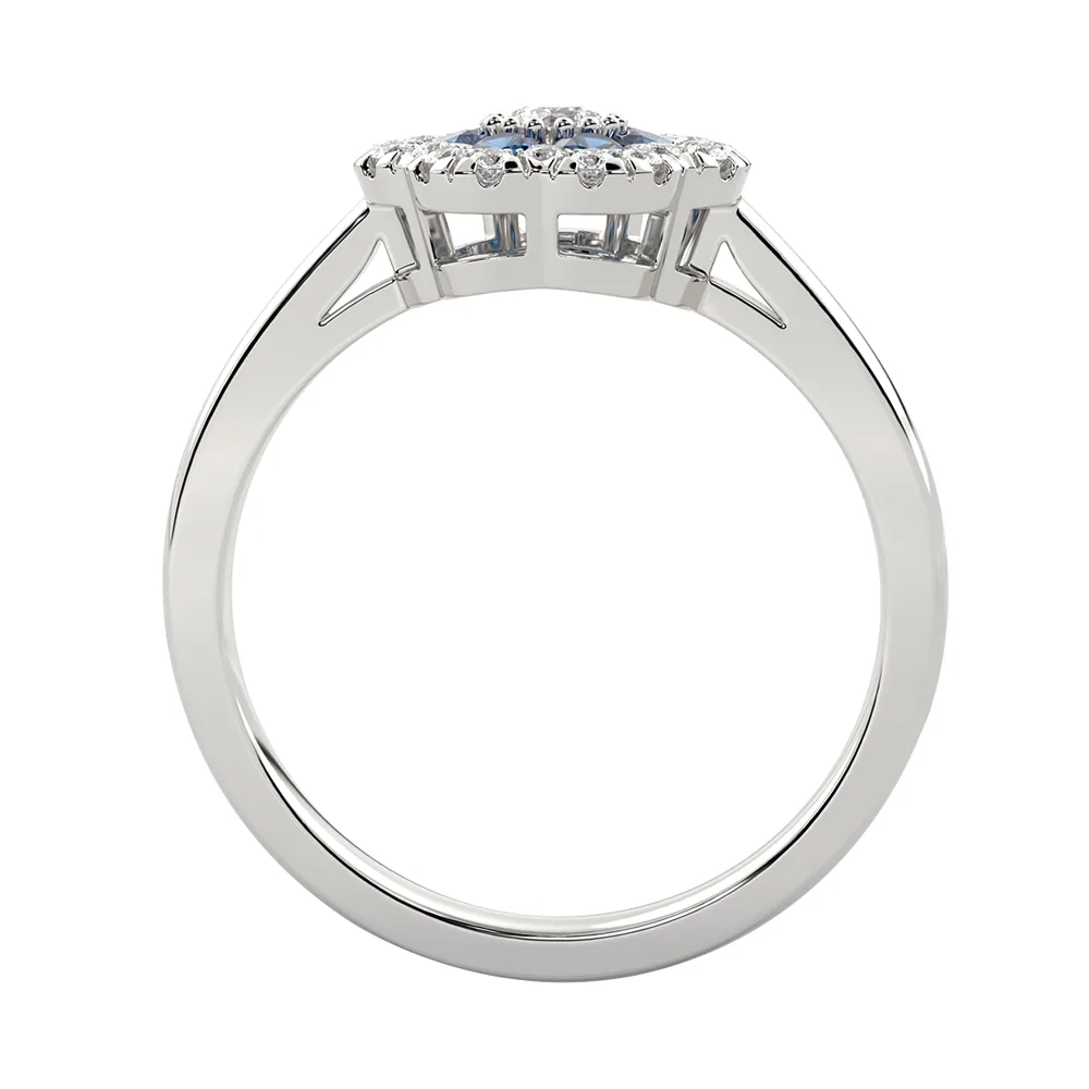 10Kt White Gold Diamond 1/4Ctw & Sapphire 1/4Ctw Ring view 3