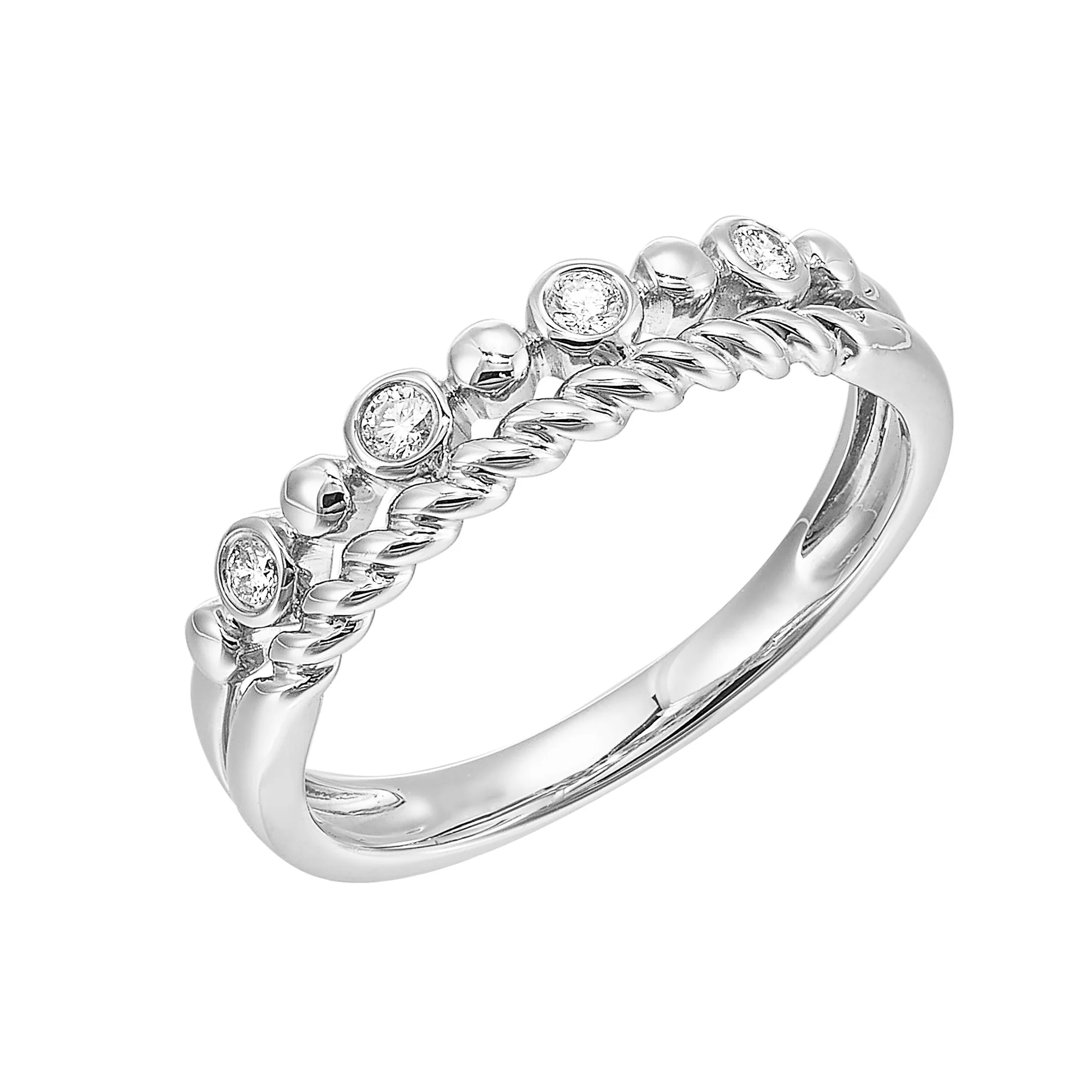 14Kt White Gold Diamond 1/10Ctw Ring view 2