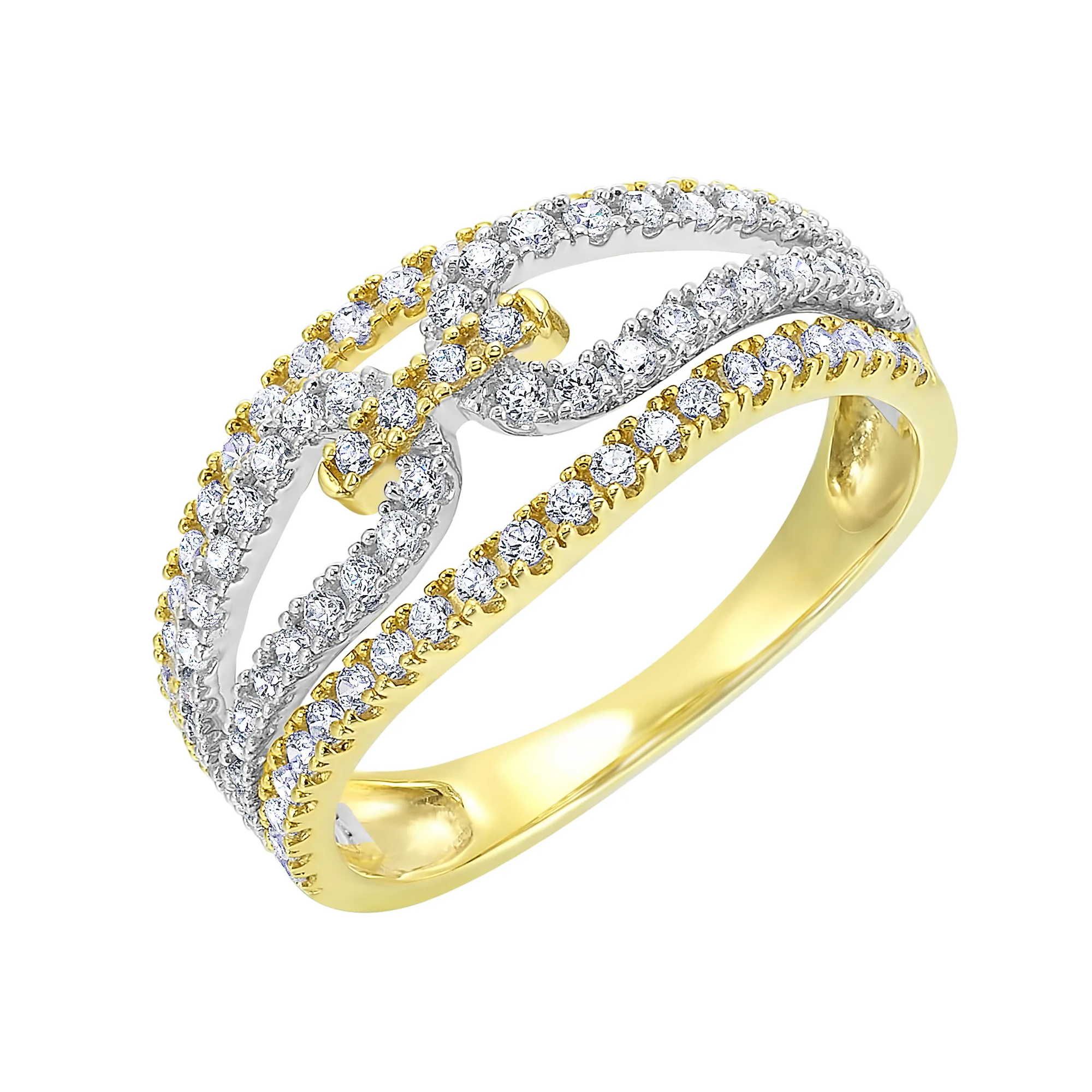 10Kt White Yellow Gold Diamond 3/4Ctw Ring view 2