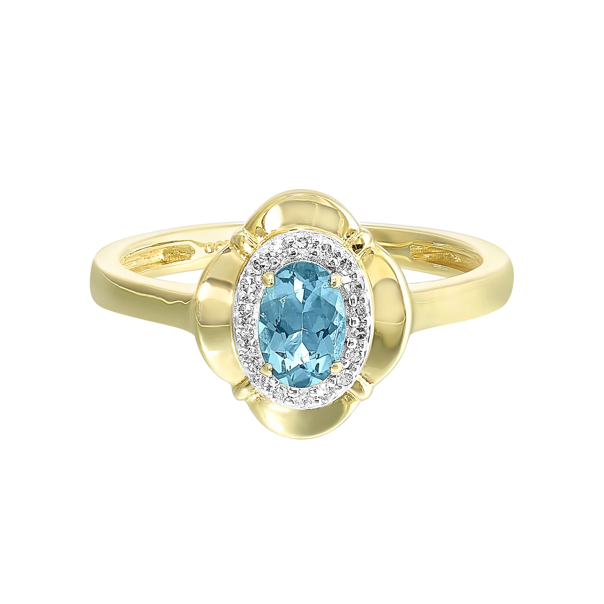 10Kt Yellow Gold Diamond 1/15Ctw & Blue Topaz 5/8Ctw Ring