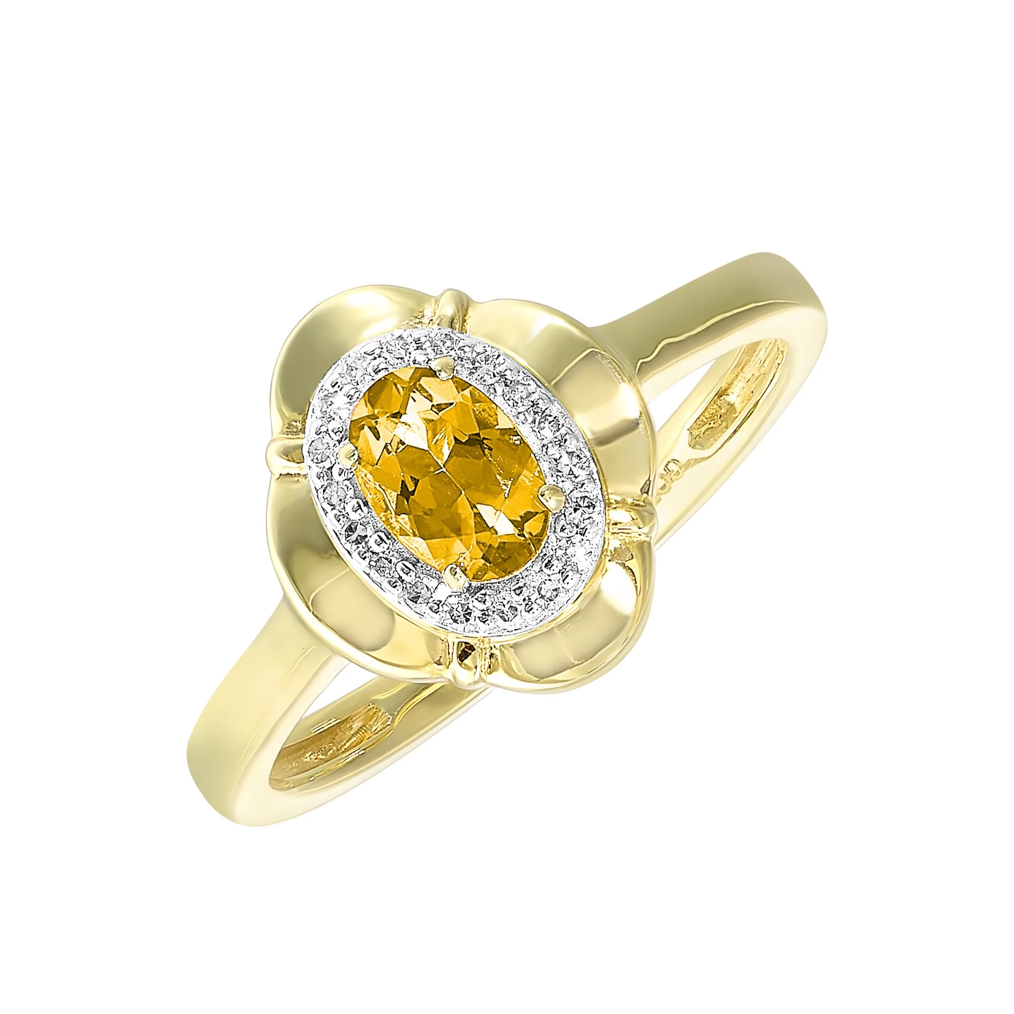 10Kt Yellow Gold Diamond 1/15Ctw & Citrine 3/8Ctw Ring view 2