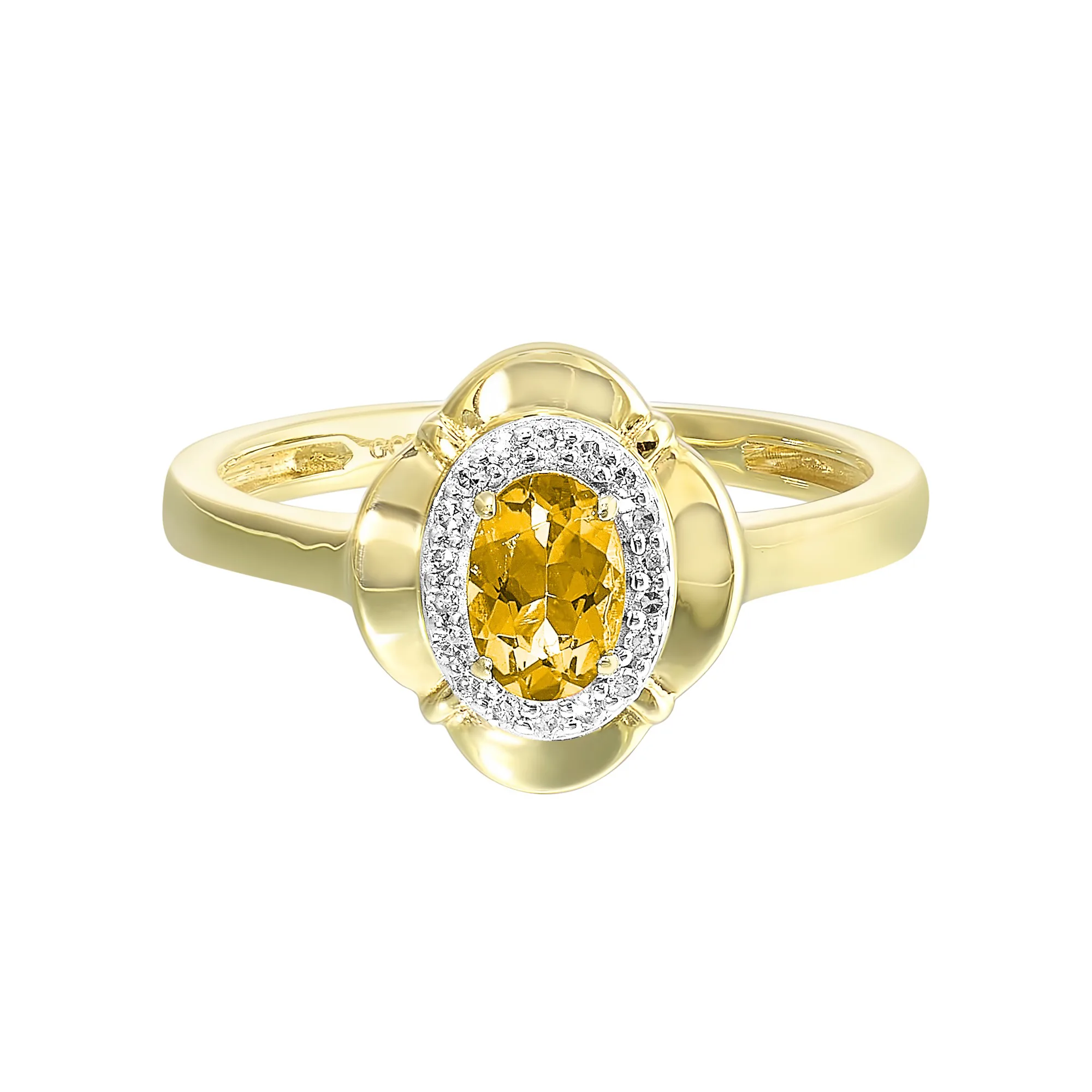 10Kt Yellow Gold Diamond 1/15Ctw & Citrine 3/8Ctw Ring