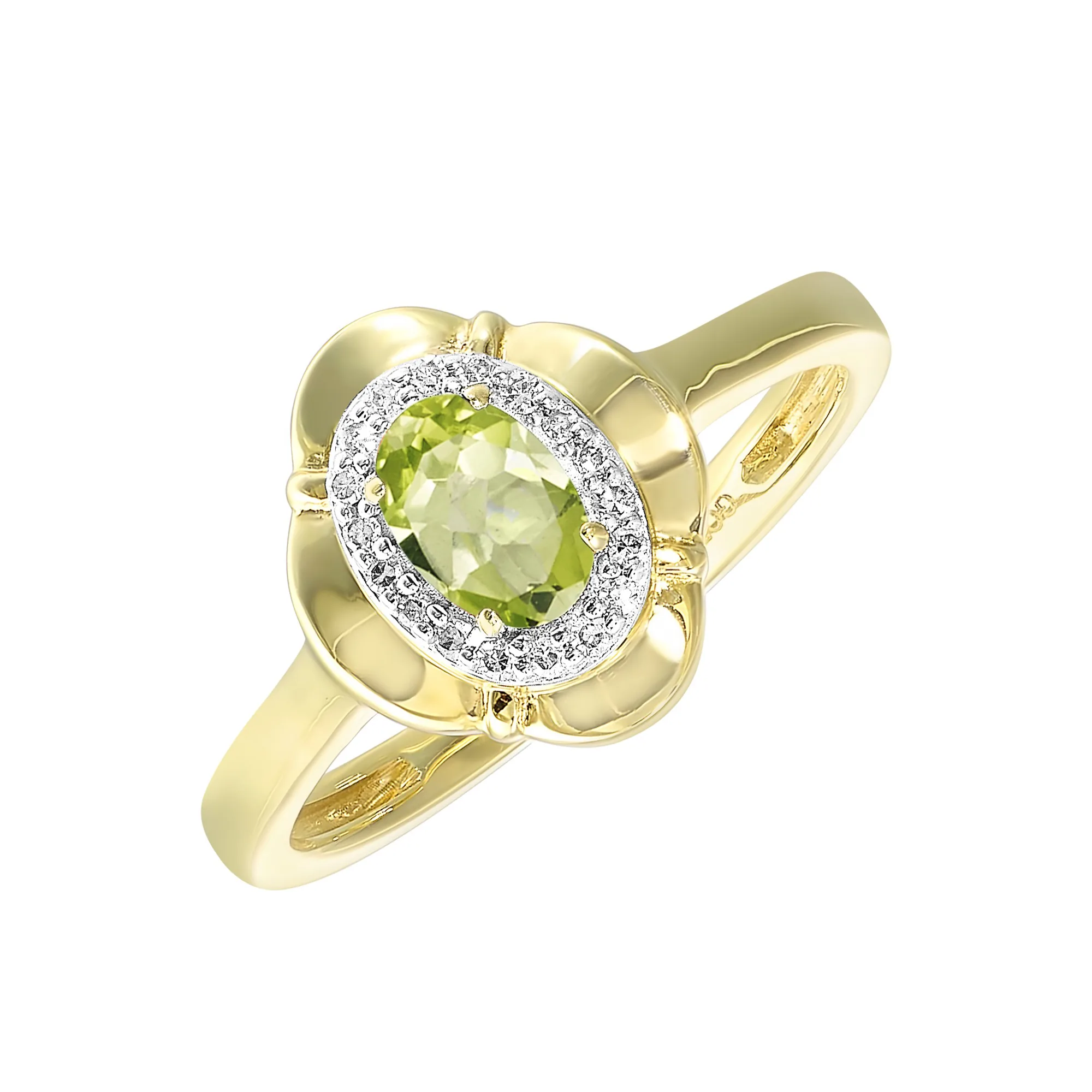 10Kt Yellow Gold Diamond 1/15Ctw & Peridot 1/2Ctw Ring view 2