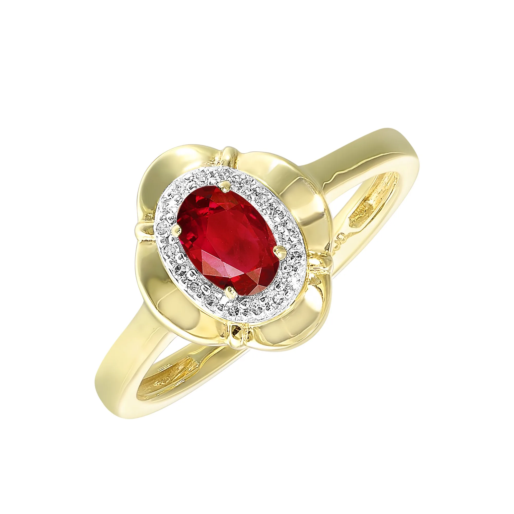 10Kt Yellow Gold Diamond 1/15Ctw & Garnet 1/2Ctw Ring view 2