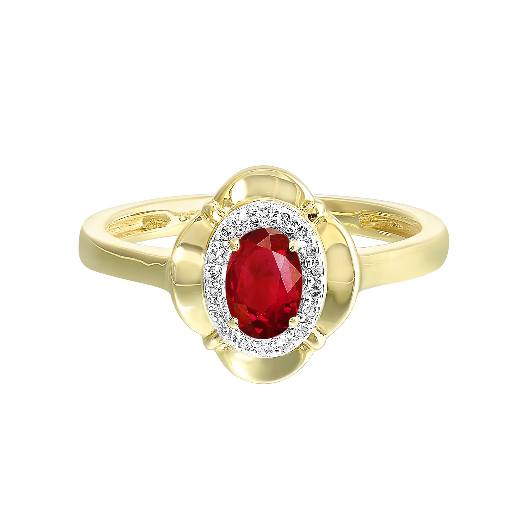 10Kt Yellow Gold Diamond 1/15Ctw & Garnet 1/2Ctw Ring
