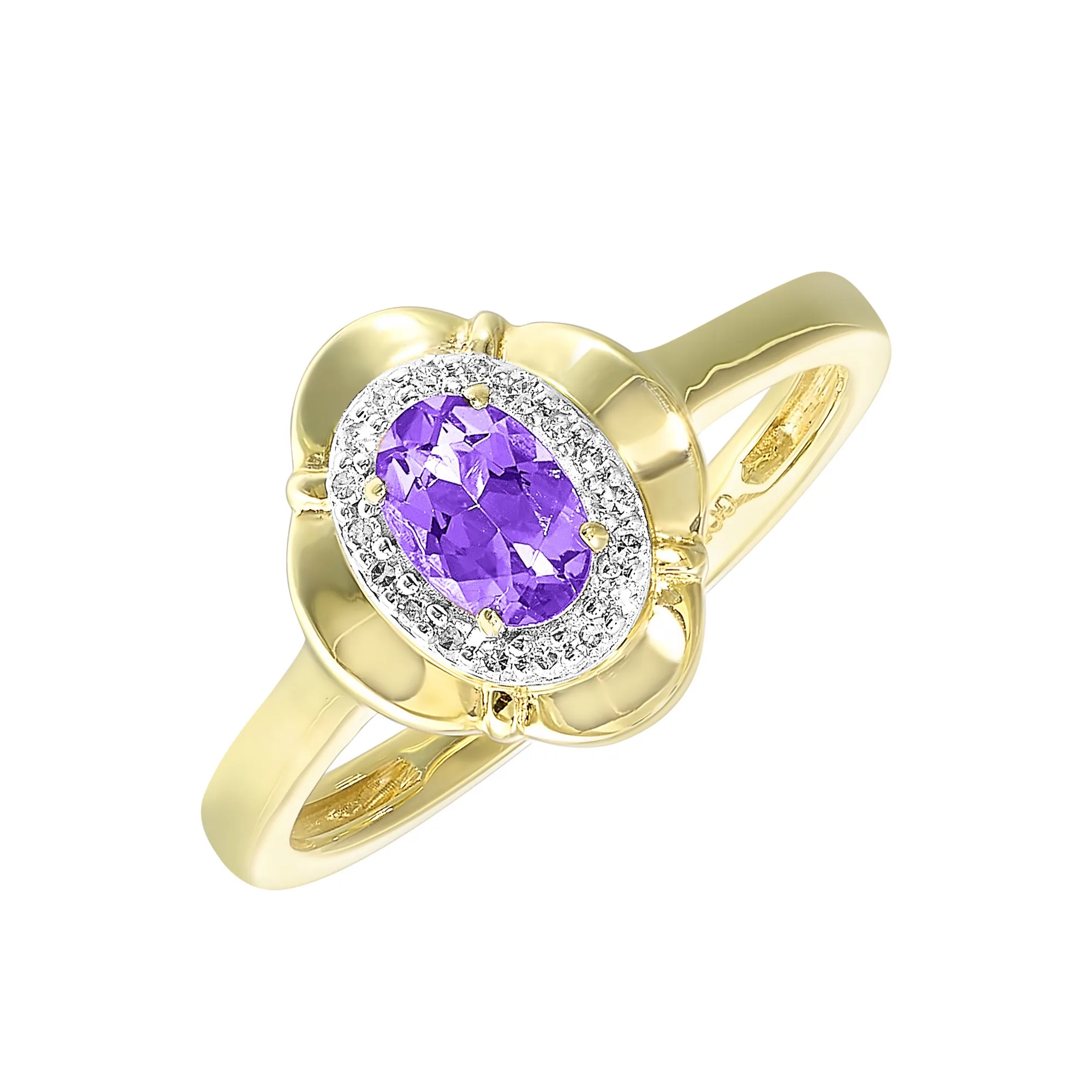 10Kt Yellow Gold Diamond 1/15Ctw & Amethyst 3/8Ctw Ring view 2