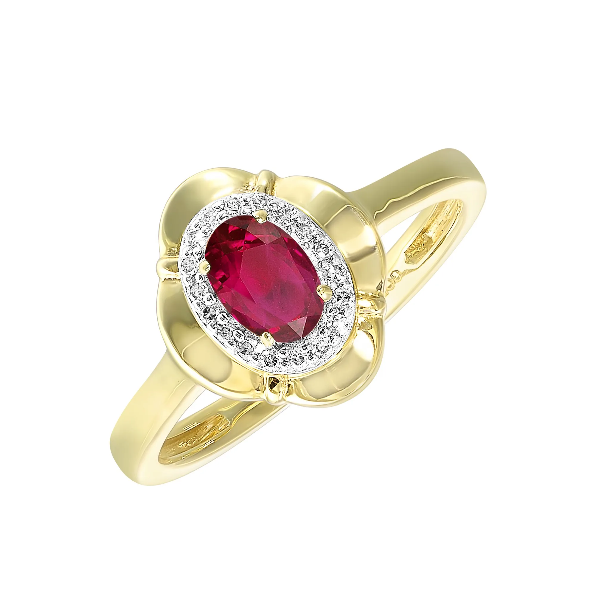 10Kt Yellow Gold Diamond 1/15Ctw & Ruby 1/2Ctw Ring view 2