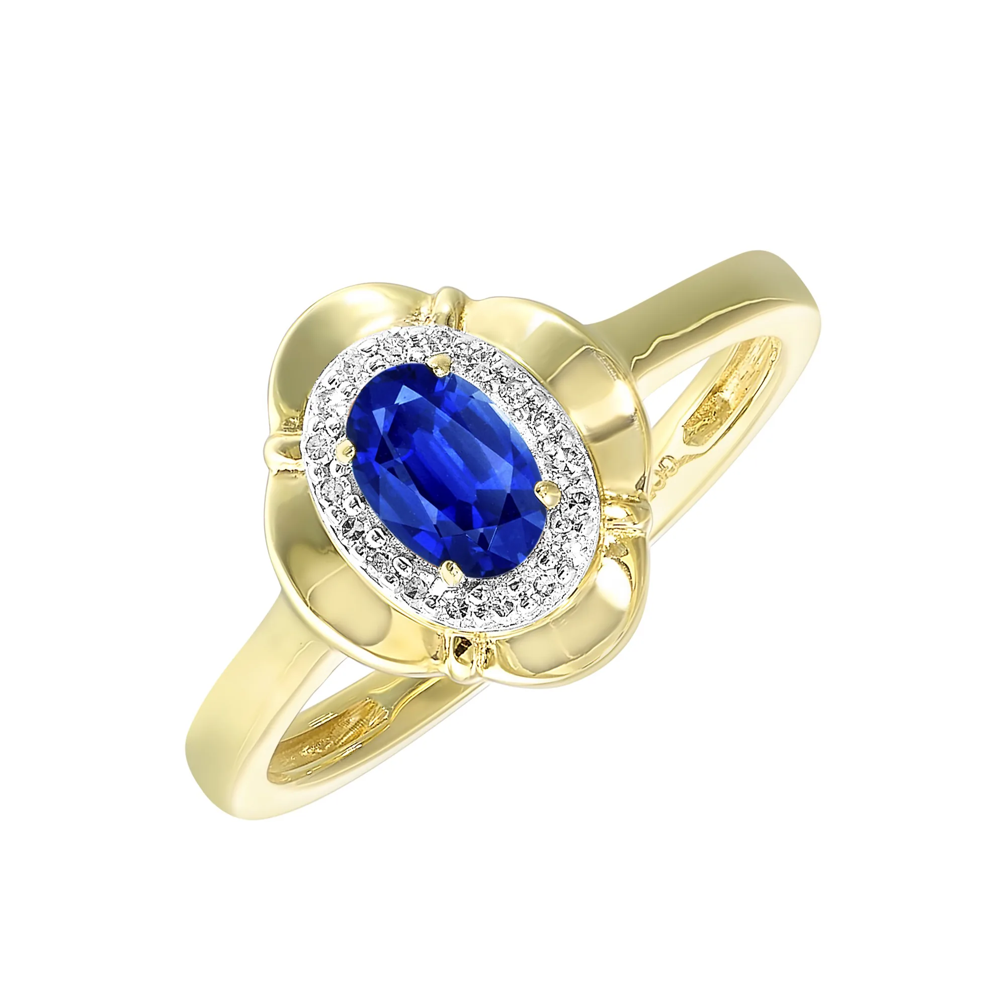 10Kt Yellow Gold Diamond 1/15Ctw & Sapphire 1/2Ctw Ring view 2