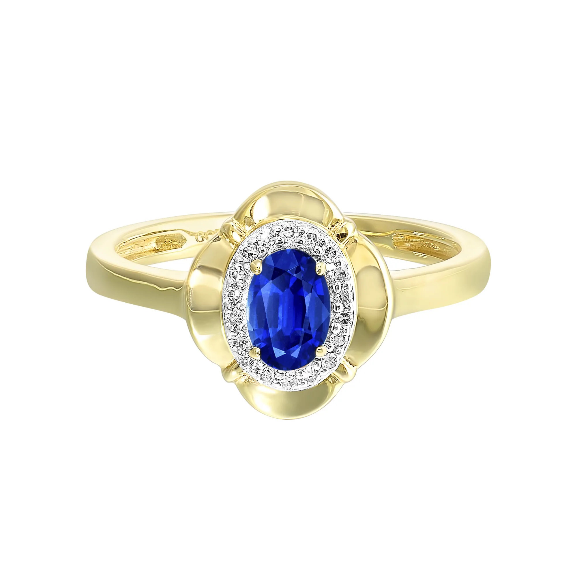 10Kt Yellow Gold Diamond 1/15Ctw & Sapphire 1/2Ctw Ring