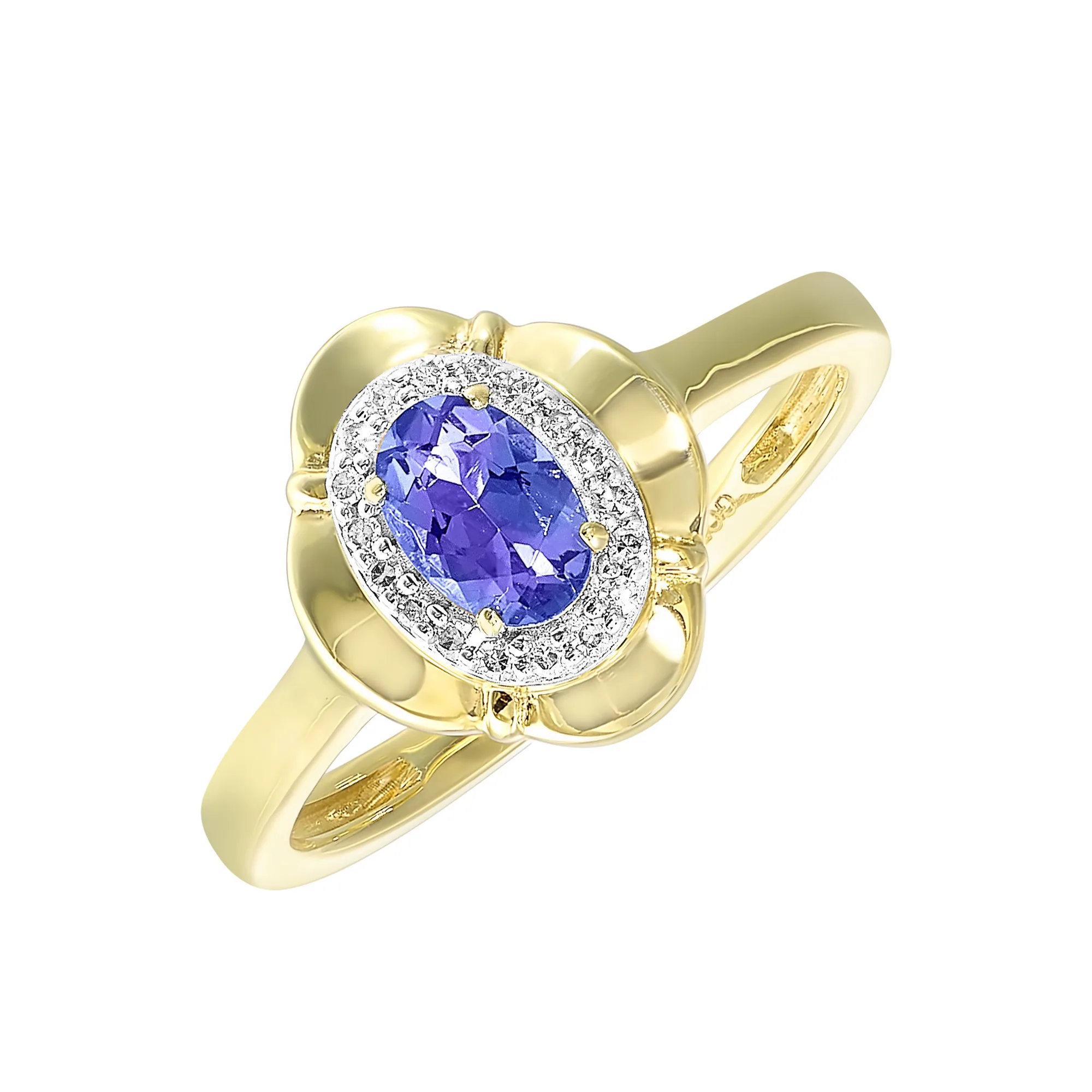 10Kt Yellow Gold Diamond 1/15Ctw & Syn Alexandrite 1/2Ctw Ring view 2