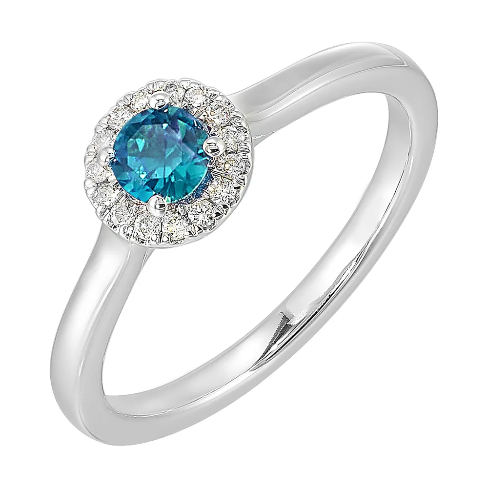 10Kt White Gold Diamond 1/12Ctw & Blue topaz 1/3Ctw Ring view 2