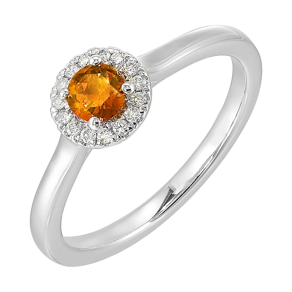 10Kt White Gold Diamond 1/12Ctw & Citrine 1/3Ctw Ring view 2
