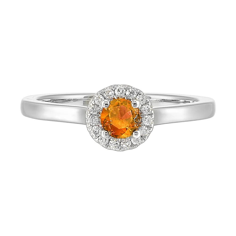 10Kt White Gold Diamond 1/12Ctw & Citrine 1/3Ctw Ring
