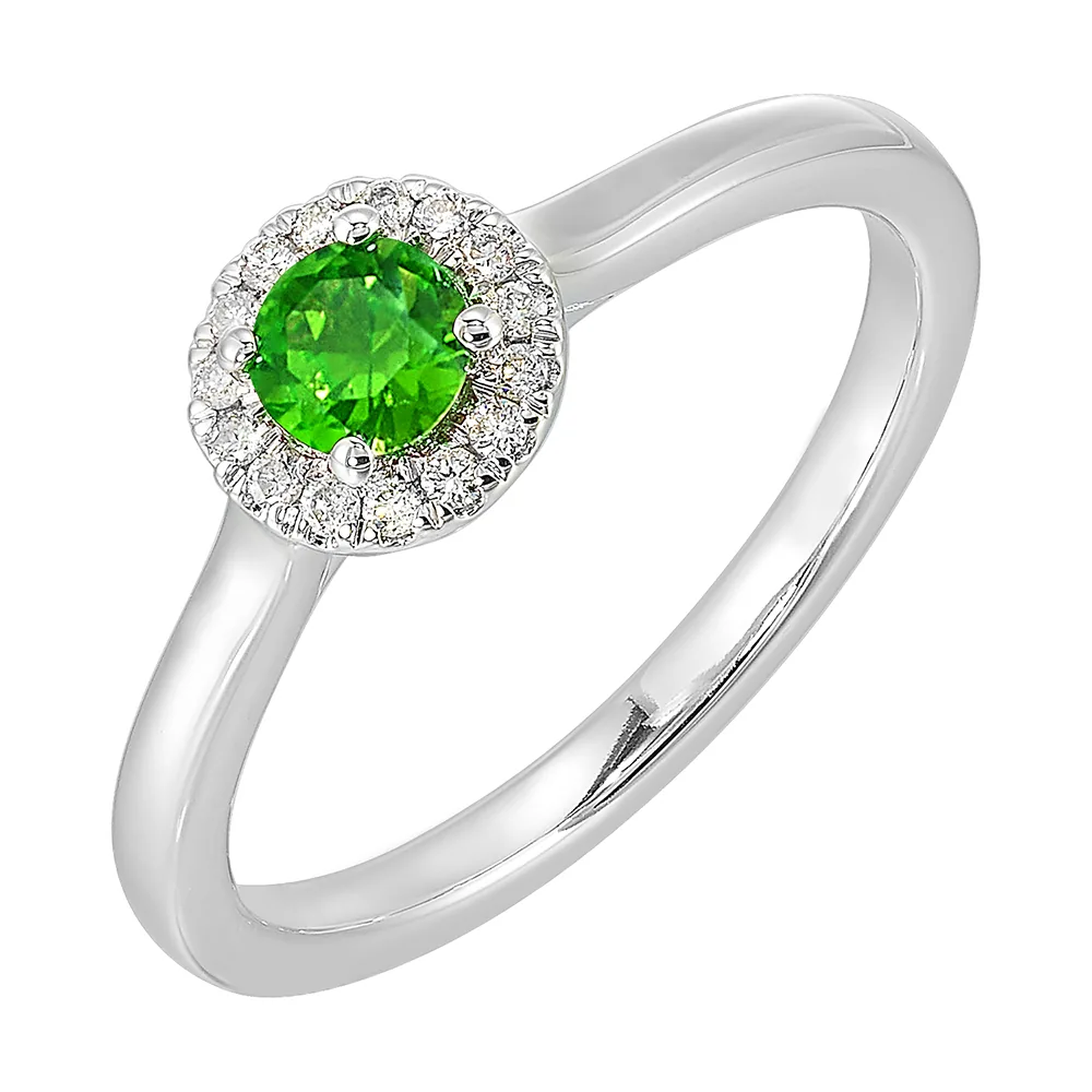 10Kt White Gold Diamond 1/12Ctw & Created Emerald 1/4Ctw Ring view 2