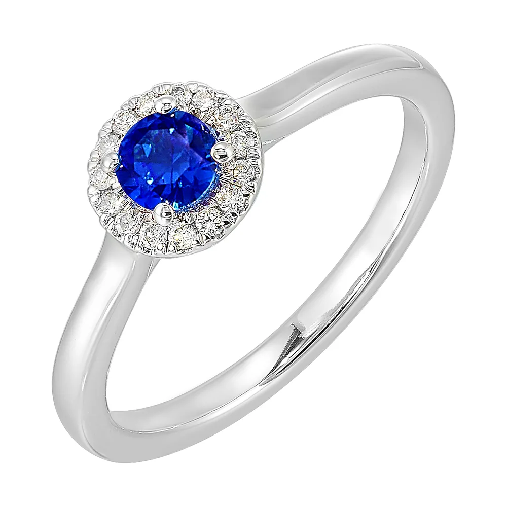 10Kt White Gold Diamond 1/12Ctw & Created Sapphire 1/3Ctw Ring view 2