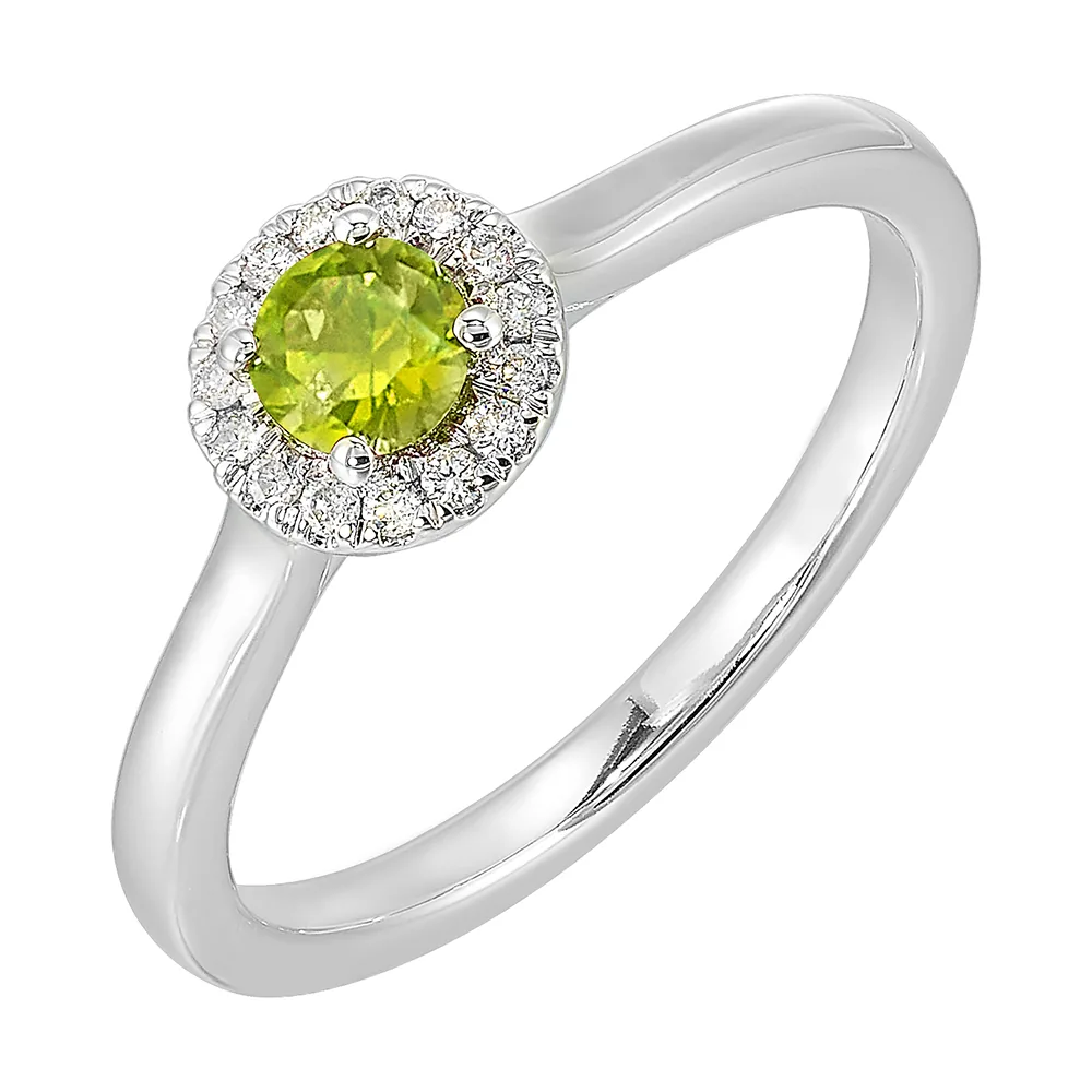 10Kt White Gold Diamond 1/12Ctw & Peridot 1/4Ctw Ring view 2
