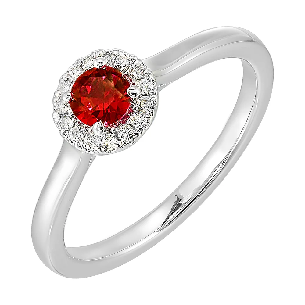 10Kt White Gold Diamond 1/12Ctw & Garnet 1/3Ctw Ring view 2